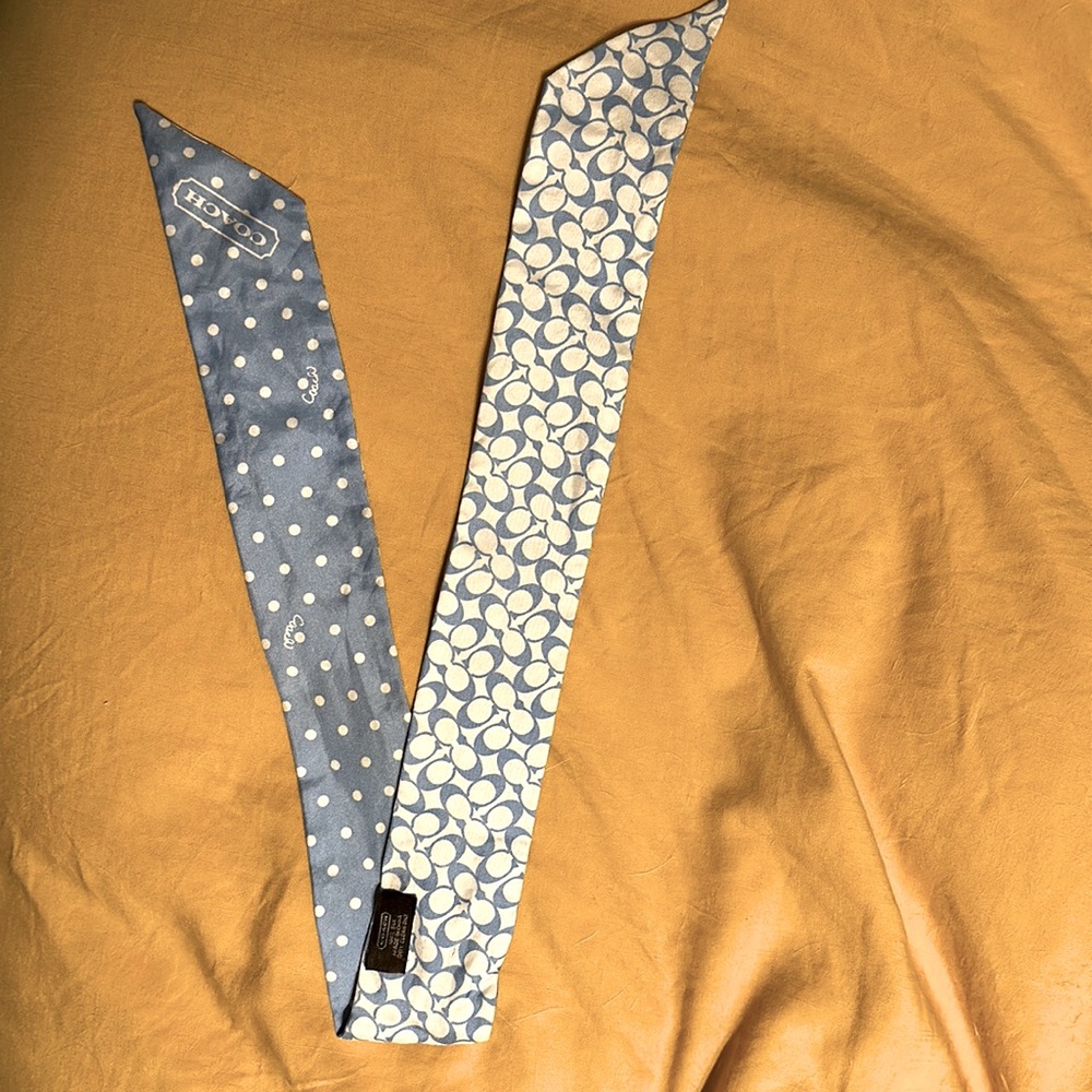 Coach Signature Print Silk Skinny Scarf